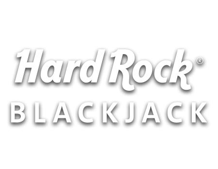 Angelo P. 12 Hard rock blackjack logo with white text on a black background.