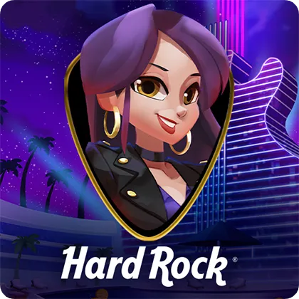 Hard Rock Adventures Character Icon with Purple-Haired Guitarist