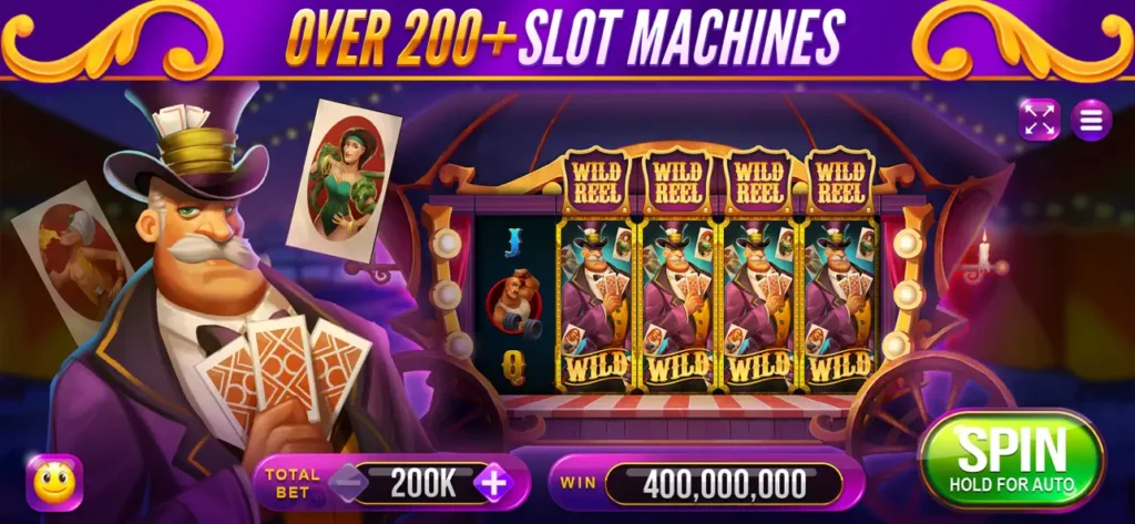 Gameplay screenshot from Neverland Casino app featuring over 200 slot machines
