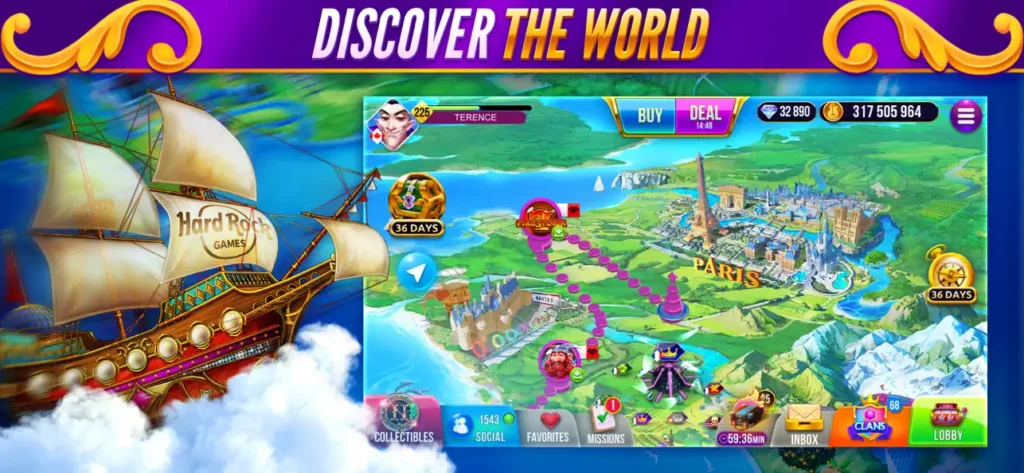 Hard Rock Games Neverland Casino World Map