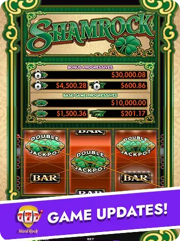 Shamrock slot game update at Hard Rock Casino.