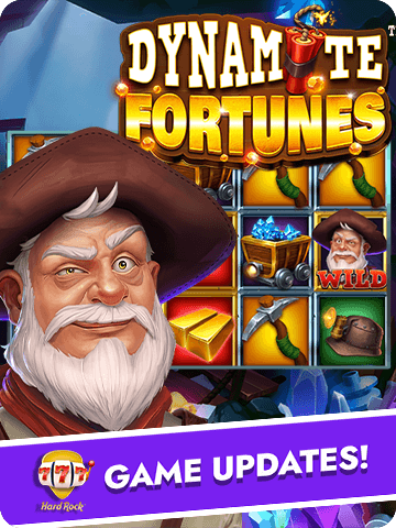 Dynamite Fortunes slot game with a prospector theme and explosive reels on Hard Rock Blackjack Casino.