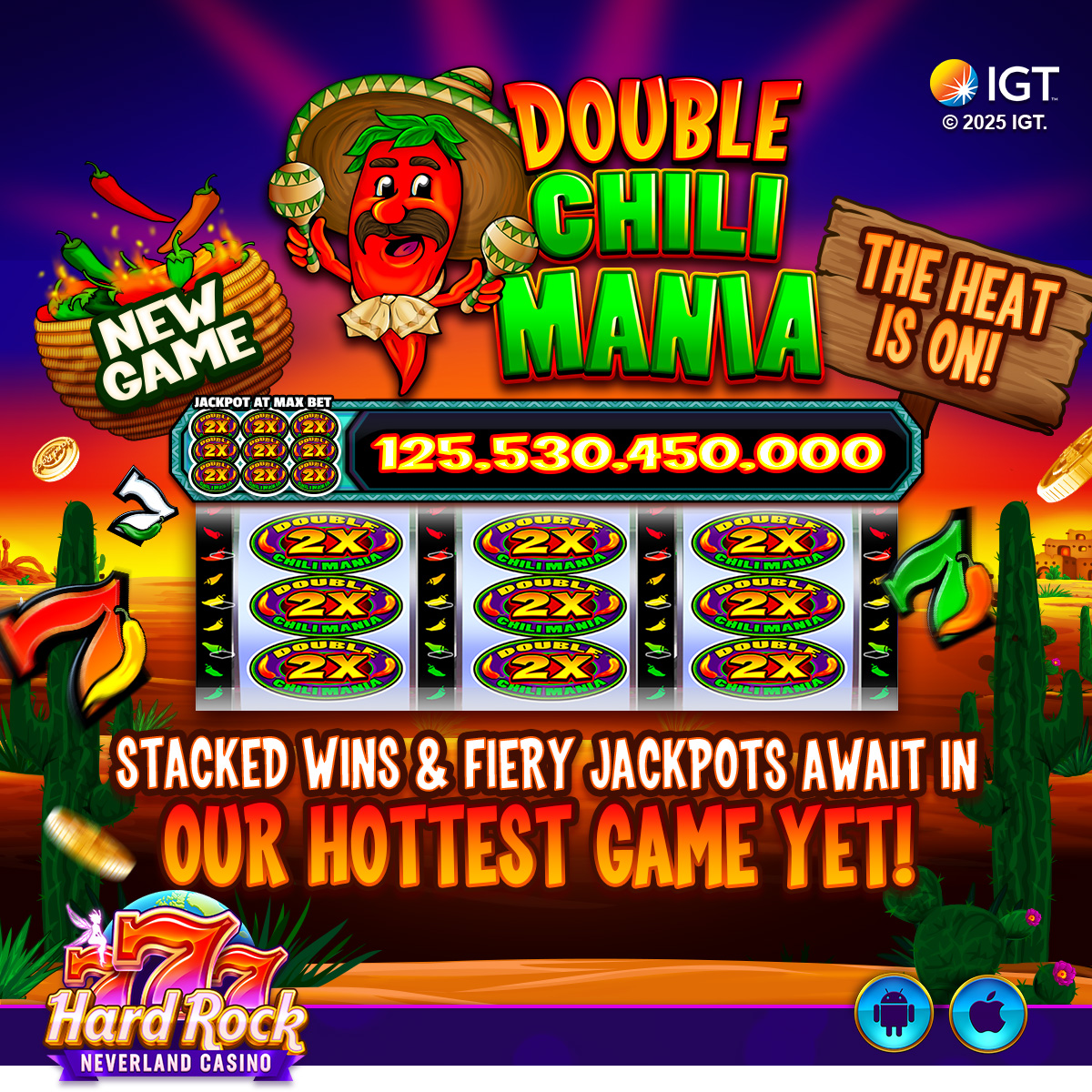 Double Chili Mania social media graphic for Hard Rock Games