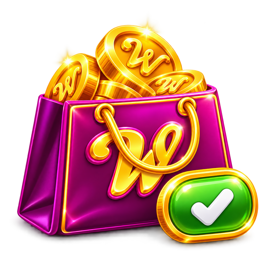 WDollars shop package illustration with a check mark
